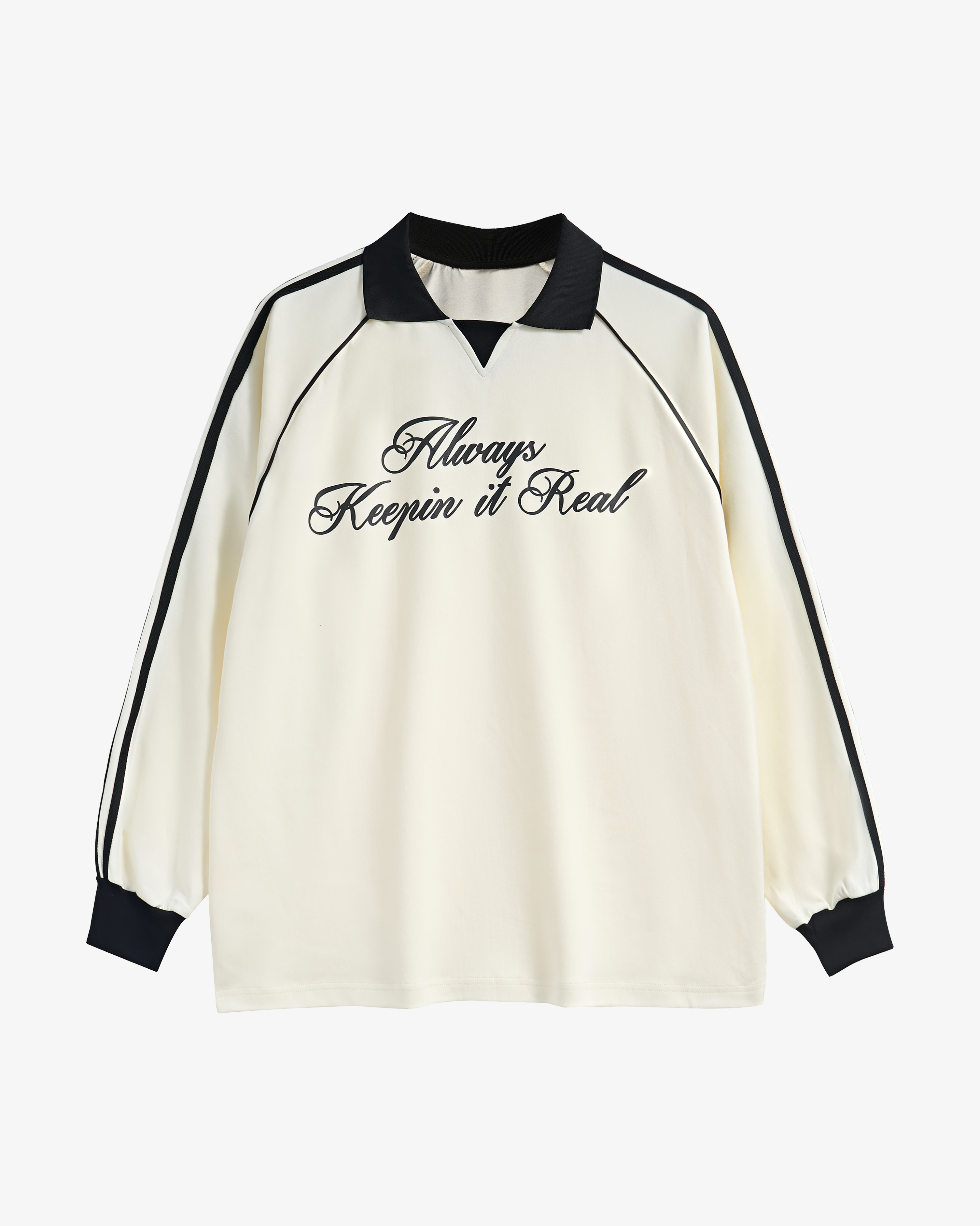 Long Sleeve Polo Tee Cream