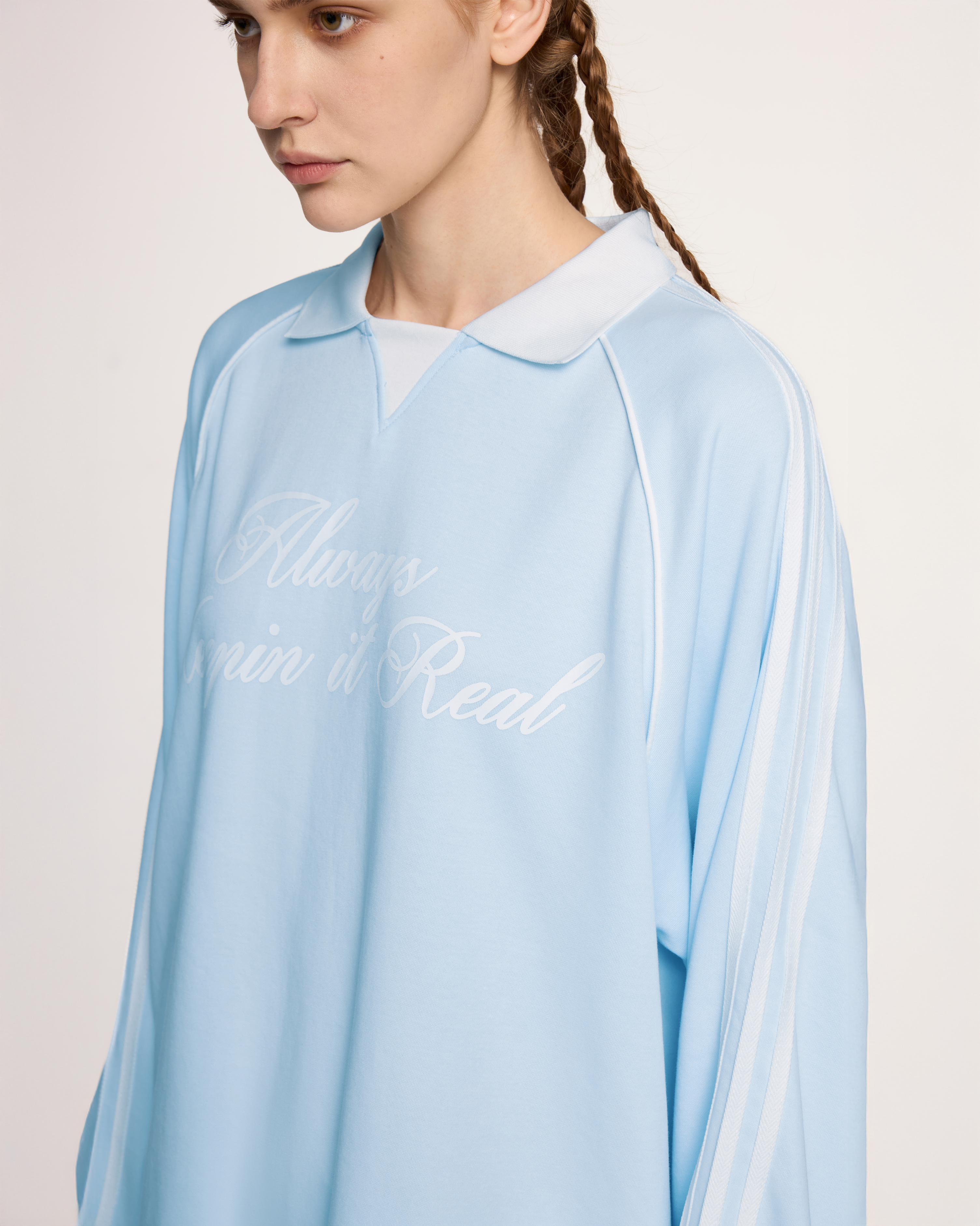Long Sleeve Polo Tee Wild Blue