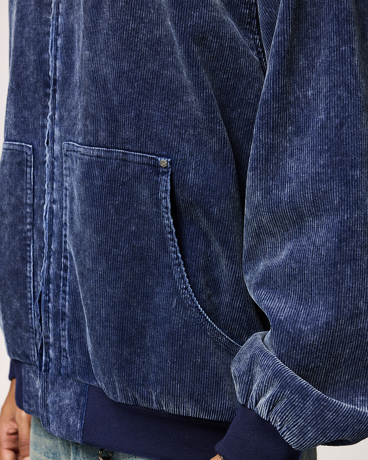 Dark Washed Blue Zip-up Hoodie