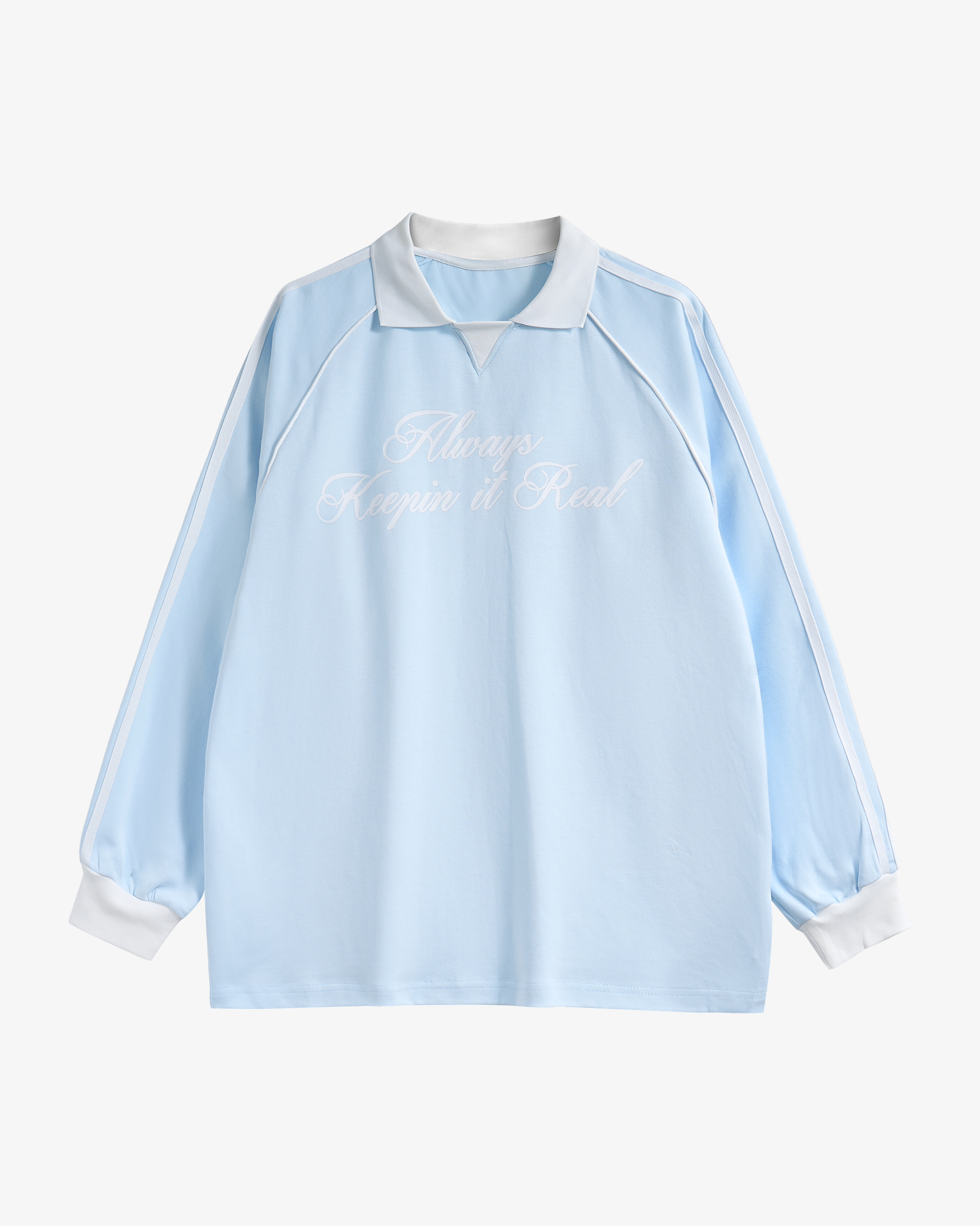 Long Sleeve Polo Tee Wild Blue