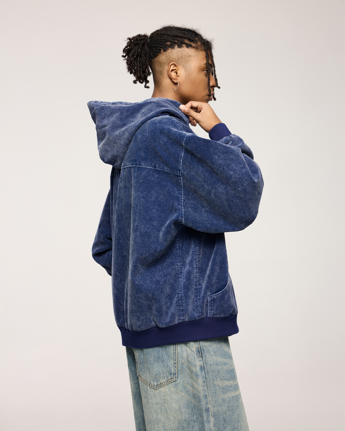 Dark Washed Blue Zip-up Hoodie